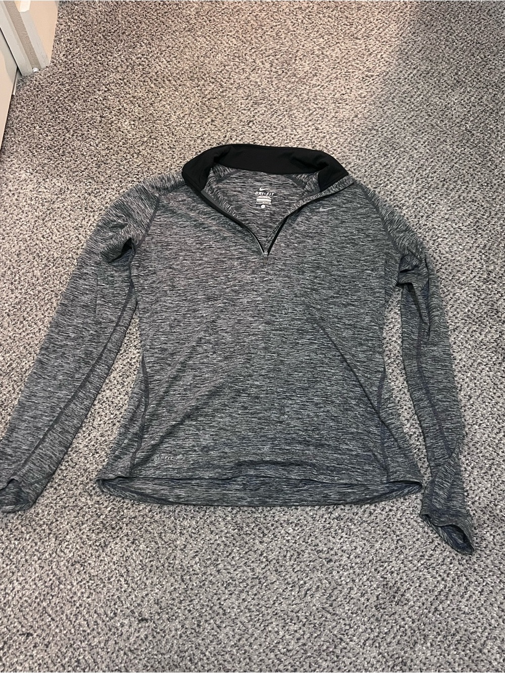 Nike Heathered Gray Quarter-Zip Pullover with Black Collar